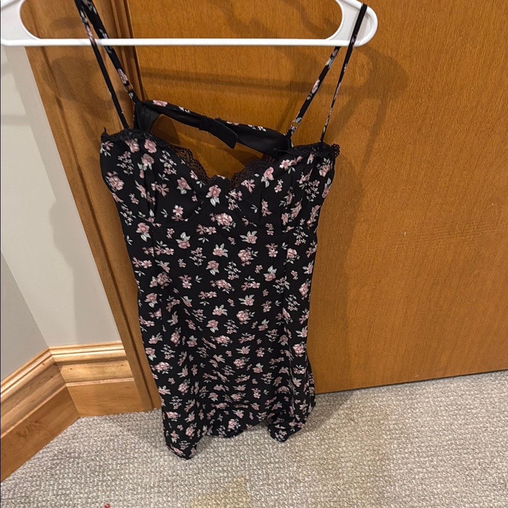 La Hearts Black Floral Midi Dress